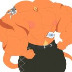  1:1 anthro balls big_balls big_muscles big_penis bulge canid canine canis clothed clothing digimon digimon_(species) eyes_closed genitals grin growth hi_res huge_balls huge_muscles huge_penis hyper hyper_balls hyper_bulge hyper_genitalia hyper_muscles hyper_penis jewelry leomon male mammal muscular necklace nipples penis sachiel_666 sachiel_the_heretical_wolf simple_background size_difference smile topless white_background wolf 