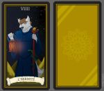  canid canine canis card clothed clothing desert digital_media_(artwork) e=white fortune_telling hermit lamp looking_at_viewer lupelongo male mammal simple_background smile solo staff standing suit tarot tarot_card wolf 