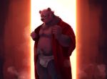  2020 anthro belly bulge clothing eyewear glasses hi_res kemono lower lowergold lowerkuo male mammal moobs navel overweight overweight_male robe solo underwear ursid 