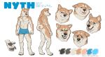  2020 4_toes 5_fingers anthro black_pawpads blep blue_eyes bodily_fluids canid canine canis clothing curled_tail digitigrade domestic_dog english_text fingers fonyaa fur hi_res looking_at_viewer male mammal model_sheet navel nude open_mouth pawpads shiba_inu simple_background smile solo spitz standing tan_body tan_fur tears text toes tongue tongue_out underwear white_background white_body white_fur 
