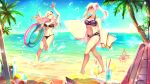  2girls alternate_costume arm_up armpits artist_logo artist_name ball bare_legs barefoot beach beach_chair beach_towel beachball bikini bird black_bikini breasts cherry_in_the_sun cleavage cloud cloudy_sky collarbone corrin_(fire_emblem) corrin_(fire_emblem)_(female) cup day drinking_glass drinking_straw fire_emblem fire_emblem_awakening fire_emblem_fates food footwear_removed fruit full_body grin hairband innertube lemon lemon_slice long_hair medium_breasts midriff multiple_girls navel o-ring o-ring_bikini ocean outdoors palm_tree parasailing pointy_ears purple_bikini red_eyes robin_(fire_emblem) robin_(fire_emblem)_(female) running sand sandals sandals_removed seagull silver_hair sky smile surfboard swimsuit thighs towel tree twintails walking waving wristband yellow_eyes 