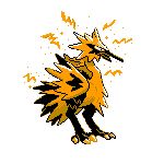  bird bird_focus claws full_body galarian_form galarian_zapdos highres monochrome no_humans pixel_art pokemon pokemon_(creature) simple_background sindorman solo white_background yellow_theme 