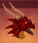  artimus_sendant dragon glowing glowing_eyes headshot horn piercing red_body red_scales scales selianth tongue tongue_piercing 