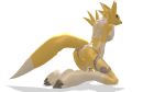  2020 3d_(artwork) alpha_channel anthro armwear bridal_gauntlets canid canine chest_tuft clothing digimon digimon_(species) digital_media_(artwork) female fur hector2689 lingerie looking_at_viewer mammal mmd mostly_nude renamon simple_background solo transparent_background tuft white_belly white_body white_fur yellow_body yellow_fur 