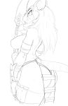  anthro armor big_breasts big_butt breasts butt clothed clothing danonymous female fur hi_res ink-eyes looking_at_viewer looking_back magic_the_gathering mammal mask murid murine rat rodent solo underwear weapon 
