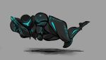  alien arm_cannon bioluminescence carapace claws crossed_legs dark_samus female floating glowing grey_background humanoid metroid metroid_(species) nintendo simple_background solo unknown_artist video_games 
