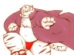  2012 4:3 anthro asian_clothing belly clothing east_asian_clothing felid footwear fundoshi humanoid_hands japanese_clothing kemono male mammal moobs navel overweight overweight_male pantherine sandals shirt simple_background solo tiger topwear underwear white_background yaoyasohachi 