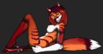  anthro breasts canid canine clothing dipstick_tail female footwear fox fur hair high_heels looking_at_viewer mammal multicolored_tail nipples orange_body orange_fur pose red_body red_fur red_hair shapeshifterprincess shoes solo stripes white_body white_fur 
