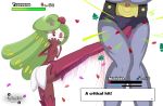  ballbusting bulge cock_and_ball_torture female fight gameplay_mechanics genital_torture health_bar hi_res humanoid humor kick machoke male nintendo nutshot one_eye_closed ouch pain pok&eacute;mon pok&eacute;mon_(species) text tsareena video_games wink 