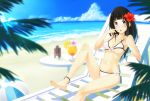  barefoot beach bikini chitanda_eru drink erect_nipples hyouka swimsuit yuragi_(amriel) 