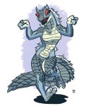  2019 2_toes 4_fingers absurd_res anthro breasts capcom claws fanged_wyvern featureless_breasts featureless_crotch female fingers fur hi_res horn looking_at_viewer megawolf77 monster_hunter nude open_mouth red_eyes scales scalie smile soles solo tobi-kadachi toe_claws toes tongue video_games white_body white_fur 