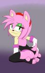  2020 absurd_res amy_rose anthro butt clothed clothing cosplay eulipotyphlan female gloves green_eyes handwear hedgehog hi_res kamikiller leggings legwear looking_at_viewer looking_back mammal rouge_the_bat smile solo sonic_the_hedgehog_(series) 
