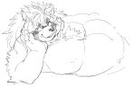  belly canid canine exe_exem goemon_(tas) hair long_hair male mammal musclegut nipples pecs raccoon_dog reclining sketch tanuki tokyo_afterschool_summoners video_games 