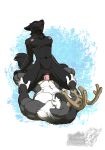  anthro antlers black_body black_fur black_tail breasts canid canine canis capreoline cervid cervine duo female female_on_top fur hi_res horn male male/female mammal nipples on_top penetration reindeer sex simple_background vaginal vaginal_penetration vallhund wolf 