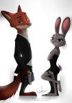  2020 anthro bad_trigger_discipline canid canine clothed clothing crossed_arms disney duo fox fully_clothed fur green_eyes grey_body grey_fur hi_res holding_gun holding_object holding_weapon inner_ear_fluff judy_hopps lagomorph leporid looking_at_viewer mammal neck_tuft nick_wilde orange_body orange_fur pink_nose purple_eyes rabbit red_fox relaxable relaxablefur simple_background text tuft url weapon white_background zootopia 