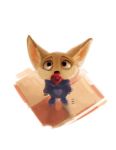  2016 anthro brown_eyes canid canine clothed clothing costume crayonbot disney fennec finnick fox fully_clothed fur high-angle_view inner_ear_fluff mammal pacifier simple_background solo standing tan_body tan_fur tuft white_background zootopia 