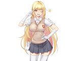  blonde_hair breasts elbow_gloves gloves long_hair school_uniform shokuhou_misaki skirt thighhighs to_aru_kagaku_no_railgun to_aru_majutsu_no_index white wink yellow_eyes zettai_ryouiki zzalsu 