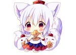  animal animal_ears blush cat_smile chibi hat hina_hina inubashiri_momiji japanese_clothes red_eyes short_hair skirt tail touhou waifu2x white white_hair wolfgirl 