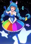  1girl absurdres animal_ears blue_hair boots cat_ears cat_tail cure_cosmo elbow_gloves furry gloves highres multicolored_hair pink_hair precure star_twinkle_precure tail thigh_boots thighhighs user_ctfu2457 yellow_eyes yuni_(precure) 