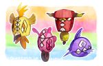  creature gen_7_pokemon hk_(nt) multicolored multicolored_background no_humans pokemon pokemon_(creature) tapu_bulu tapu_fini tapu_koko tapu_lele 