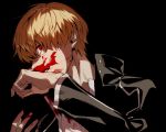  1boy blonde_hair blood blood_on_face casual fate/stay_night fate_(series) gilgamesh maka_(mksrw) male_focus red_eyes slit_pupils solo turning_head wiping_face 