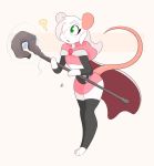  2020 ? anthro cape clothed clothing female green_eyes hair hair_over_eye hi_res holding_object kilinah mammal mouse murid murine one_eye_obstructed reggie_(whygena) rodent signature simple_background solo staff white_background white_hair 