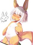  anthro blush female flat_chested fur hair hi_res horizontal_pupils kawazu_fumi kemono kneeling lagomorph long_ears looking_at_viewer made_in_abyss mammal multicolored_body multicolored_fur nanachi narehate navel nude open_mouth solo two_tone_body two_tone_fur undressed whiskers white_body white_fur white_hair yellow_body yellow_eyes yellow_fur 