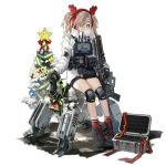  1girl alternate_costume antlers bangs black_footwear black_gloves boots christmas christmas_ornaments christmas_tree cross-laced_footwear earmuffs expressionless girls_frontline glasses gloves grey_hair gun h&amp;k_hk21 hair_ornament hair_over_one_eye hairband hk21_(girls_frontline) holding holding_gun holding_weapon jacket jewelry knee_pads load_bearing_equipment long_hair long_jacket long_sleeves looking_at_viewer merry_christmas official_art plate_carrier purple_eyes red_hairband red_legwear robot round_eyewear sidelocks sitting socks solo star thighs transparent_background turtleneck twintails weapon white-framed_eyewear white_jacket xiao_chichi 