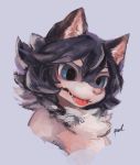  ambiguous_gender anthro blue_eyes canid canine chest_tuft hi_res mammal portait rady-wolf solo teeth tongue tongue_out tuft 