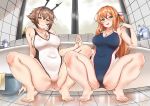  2girls anthropomorphism barefoot bath bathtub crossover girls_frontline kantai_collection kinhasu mutsu_(kancolle) necklace spread_legs springfield_(girls_frontline) swimsuit 