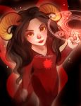  2014 alien aradia_megido black_hair clothing female grey_body grey_skin hair homestuck horn horned_humanoid humanoid lepidopteran_wings looking_at_viewer ms_paint_adventures not_furry red_clothing solo spacecolonie troll_(homestuck) watermark webcomic wings 