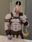  asatrua bdsm bulge equid equine harness hi_res horn horse invalid_color kemono leather mammal mucles muscular piercing pose ring selfie solo tattoo unicorn 