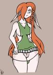  absurd_res big_breasts big_butt braided_hair breasts butt clothed clothing curvy_figure digital_media_(artwork) elf female freckles genitals guiltyskull_(artist) hair hi_res humanoid long_hair melancholic mood pussy red_hair solo tired underwear 