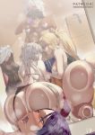  1boy 5girls ass ass_on_glass bathroom bikini bikini_aside black_bikini blonde_hair bodysuit breasts competition_swimsuit fate/grand_order fate_(series) from_behind garter_straps glasses highleg highleg_swimsuit highres jeanne_d&#039;arc_(alter)_(fate) jeanne_d&#039;arc_(alter_swimsuit_berserker) jeanne_d&#039;arc_(fate) jeanne_d&#039;arc_(fate)_(all) jeanne_d&#039;arc_(swimsuit_archer) lakshmibai_(fate/grand_order) large_breasts long_hair minamoto_no_raikou_(fate/grand_order) multiple_girls nanaya_(daaijianglin) navel nude one-piece_swimsuit pasties purple_hair red_legwear scathach_(fate)_(all) shiny shiny_hair shiny_skin short_hair silver_hair steam swimsuit thighhighs undressing very_long_hair wet white_hair white_swimsuit 