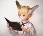  animal_ears blonde_hair blue_eyes book bow cropped lolita_fashion original ribbons short_hair wadanaka 