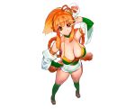  breasts cameltoe cleavage japanese_clothes kneehighs mamorunokoto orange_eyes orange_hair original ponytail rope white 