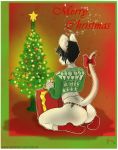  christmas christmas_tree cloth clothed clothing digital_media_(artwork) gift hair holidays holydays kiwa_flowcat lights male mammal mistletoe mouse penis plant ribbons rodent simple_background star text tree 