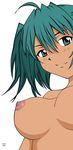  breasts dark_skin green_hair ikkitousen large_breasts ryofu_housen solo vector_trace 