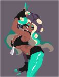  2019 animal_humanoid big_breasts bottomwear breasts brown_body brown_skin cephalopod cephalopod_humanoid cleavage clothed clothing crop_top dark_skin exotic_pupils eyelashes female fingerless_gloves gloves green_eyes hair handwear headphones humanoid long_hair marina_(splatoon) marine marine_humanoid midriff mollusk mollusk_humanoid navel navel_piercing nintendo octarian octoling pants piercing pose pseudo_hair shirt side_view smile solo splatoon standing takorin teeth tentacle_hair tentacles topwear under_boob video_games zipper 