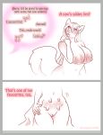  2019 anthro berry_(strawberrytfs) big_breasts breasts canid canine canis comic dialogue domestic_dog female genitals hair mammal navel nipples pussy solo strawberrytfs teats transformation udders unseen_character 