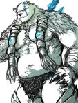  2020 anthro belly bulge chizo league_of_legends male mammal moobs navel nipples overweight overweight_male polar_bear riot_games simple_background solo ursid ursine video_games volibear 