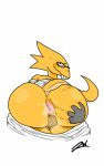  alphys ambiguous_gender anal_wink anthro anus bent_over big_butt blush bodily_fluids buckteeth butt butt_focus butt_grab clothed clothing darkened_genitalia dimples disembodied_hand duo eyewear female genital_fluids genitals glasses hand_on_butt hi_res looking_at_viewer looking_back multicolored_body nervous partially_clothed presenting presenting_hindquarters pussy pussy_juice reptile scales scalie simple_background smile solo_focus spread_butt spreading swat teeth theblackdraco thigh_gap two_tone_body undertale video_games wavy_mouth wide_hips yellow_body yellow_scales 
