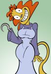  absurd_res big_breasts breasts chadrocco creepy curvy_figure domestic_cat dr._hutchison felid feline felis female grin hair hi_res hook hook_hand mammal nickelodeon nightmare_fuel orange_hair rocko&#039;s_modern_life smile solo voluptuous wide_hips 