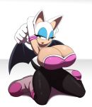  2017 anthro bat_wings big_breasts breasts chiropteran cleavage clothed clothing english_text female gloves green_eyes handwear kojiro-brushard kojiro-highwind mammal membrane_(anatomy) membranous_wings rouge_the_bat simple_background solo sonic_the_hedgehog_(series) text white_background wide_hips wings 