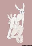  absurd_res all_fours anthro anus balls butt duo erection fur genitals glans hand_on_butt hi_res humanoid_penis lagomorph leporid looking_back male male/male mammal penis rabbit shiuk simple_background soles 