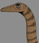  absurd_res anatomically_correct blue_sclera brown_body brown_scales coelophysid coelophysis coelophysis_bauri dahurgthedragon detailed dinosaur featherless feral green_sclera hi_res long_neck portrait realistic reptile scales scalie simple_background theropod 