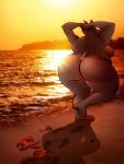  2017 anthro back_boob beach big_breasts big_butt breasts butt common_hippopotamus curvy_figure dreamworks female gloria_the_hippopotamus grey_body hi_res hippopotamid jackajack21 madagascar_(series) mammal nude overweight overweight_female photo_background rear_view seaside solo thick_thighs wide_hips 