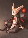  340m/sec anthro armor blush clothed clothing dark_souls final_fantasy final_fantasy_tactics fromsoftware hair hi_res humanoid male mammal moogle simple_background square_enix video_games 