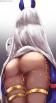  1girl absurdres animal_ears artist_name ass commentary_request dark_skin fate/grand_order fate_(series) from_behind highres huge_filesize jackal_ears kilalesi long_hair medjed nitocris_(fate/grand_order) purple_hair solo tagme very_long_hair watermark web_address 