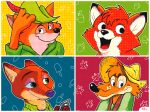  animated anthro black_nose br&#039;er_fox canid canine clothing disney fox fox_and_the_hound fur green_clothing hat headgear headwear keke_(artist) looking_aside looking_at_viewer loop mammal nick_wilde orange_body orange_fur red_tongue robin_hood robin_hood_(disney) smile song_of_the_south teeth tod tod_(fath) tongue zootopia 